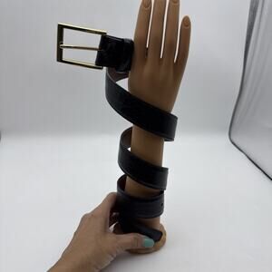 Men's TORINO Italian Embossed Croc Calf Leather Black Belt Sz 36 Made In USA